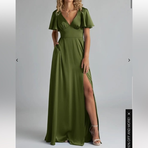 Azazie Dresses & Skirts - Azazie Olive Green Maxi Dress